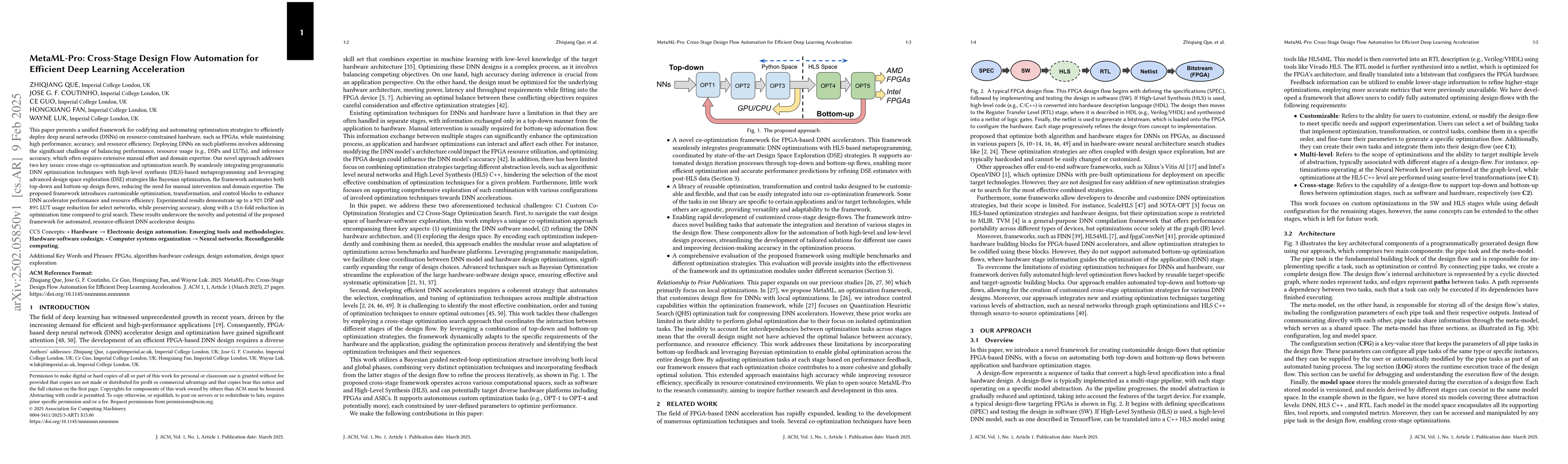 Thumbnail for MetaML-Pro: Cross-Stage Design Flow Automation for Efficient Deep
  Learning Acceleration