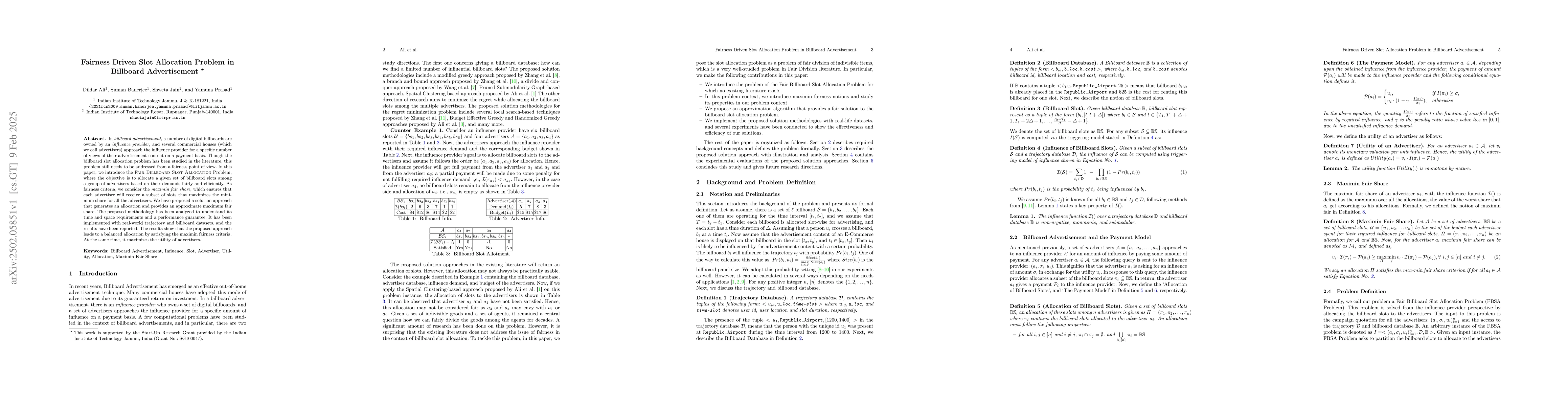 Thumbnail for Fairness Driven Slot Allocation Problem in Billboard Advertisement