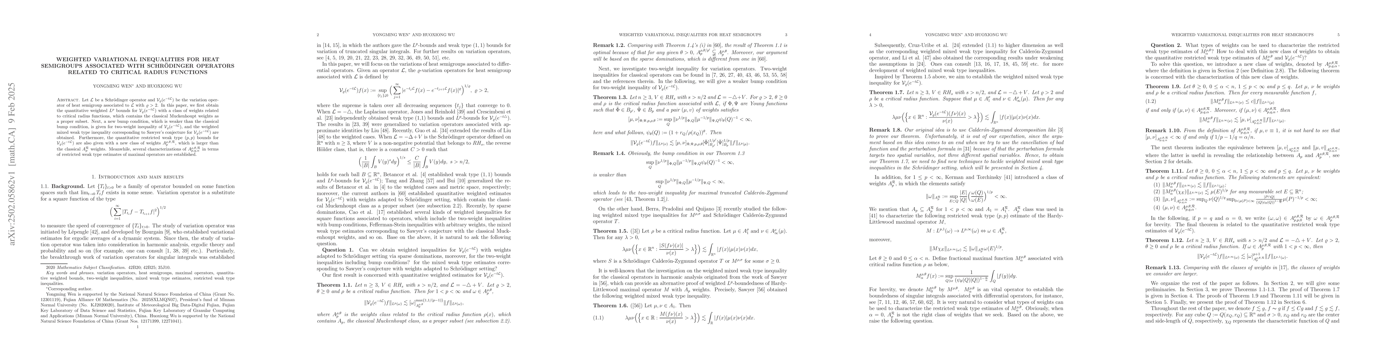 Thumbnail for Weighted variational inequalities for heat semigroups associated with
  Schrödinger operators related to critical radius functions