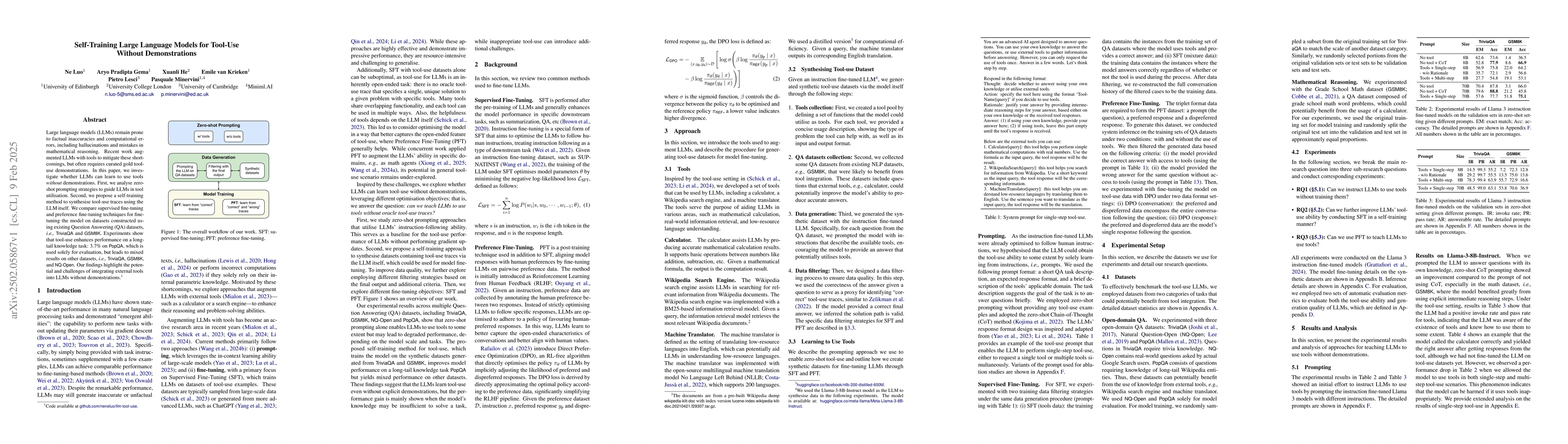 Thumbnail for Self-Training Large Language Models for Tool-Use Without Demonstrations
