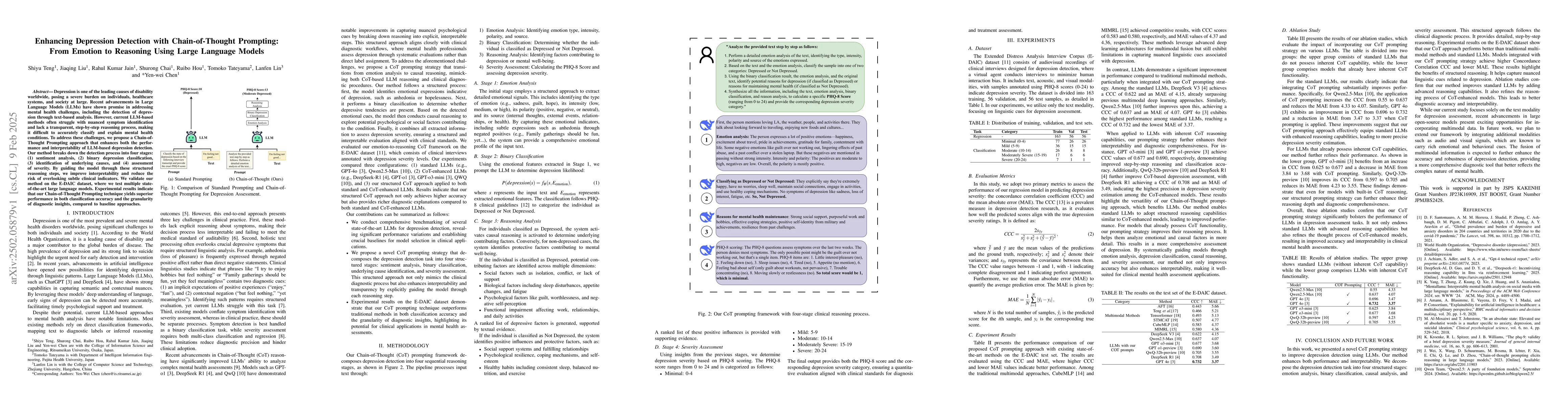 Thumbnail for Enhancing Depression Detection with Chain-of-Thought Prompting: From
  Emotion to Reasoning Using Large Language Models