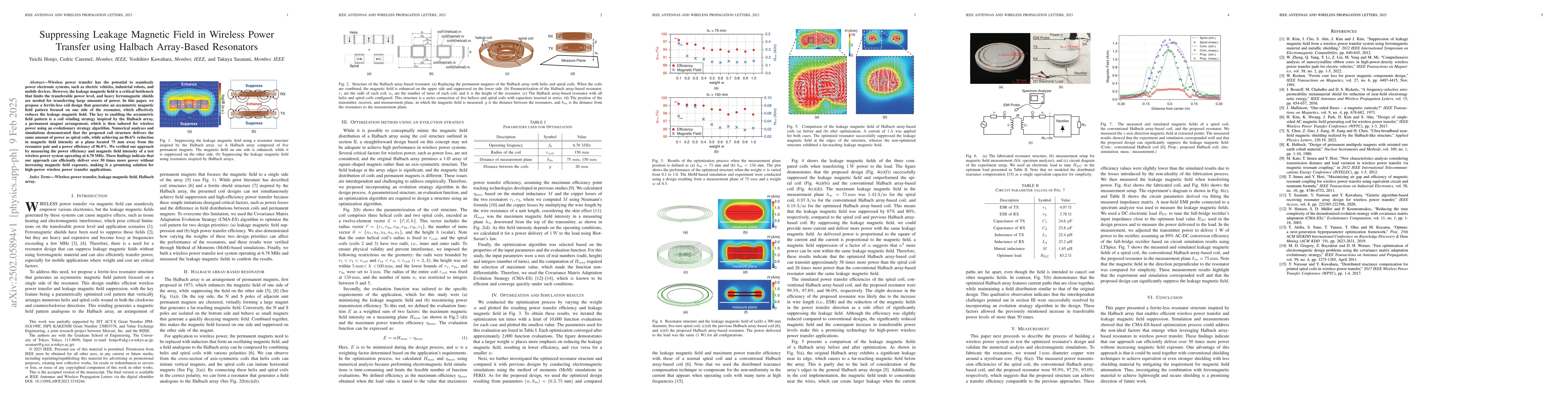 Thumbnail for Suppressing Leakage Magnetic Field in Wireless Power Transfer using
  Halbach Array-Based Resonators