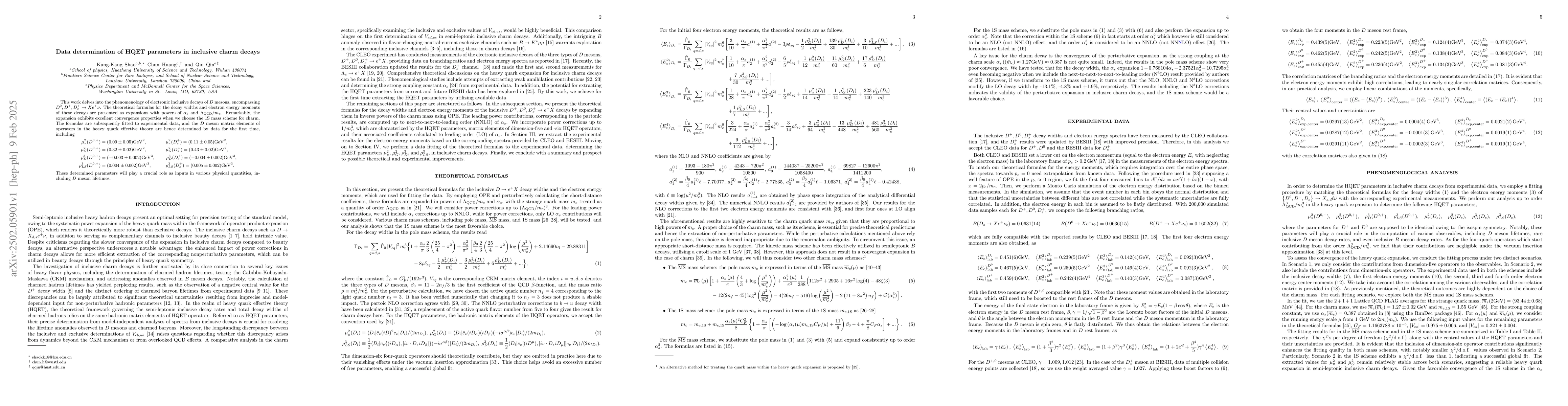 Thumbnail for Data determination of HQET parameters in inclusive charm decays