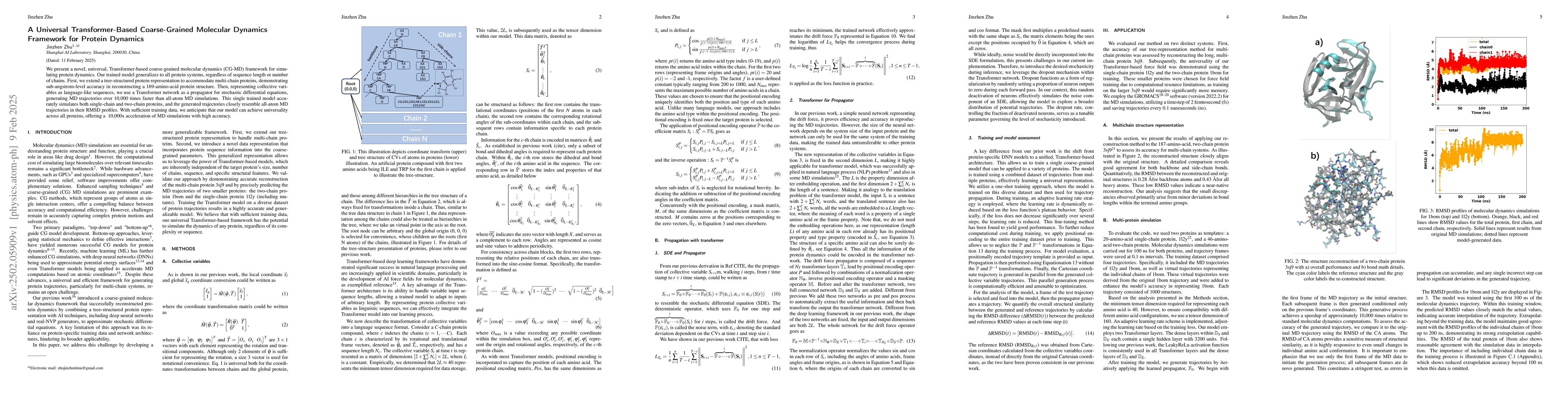 Thumbnail for A Universal Transformer-Based Coarse-Grained Molecular Dynamics
  Framework for Protein Dynamics