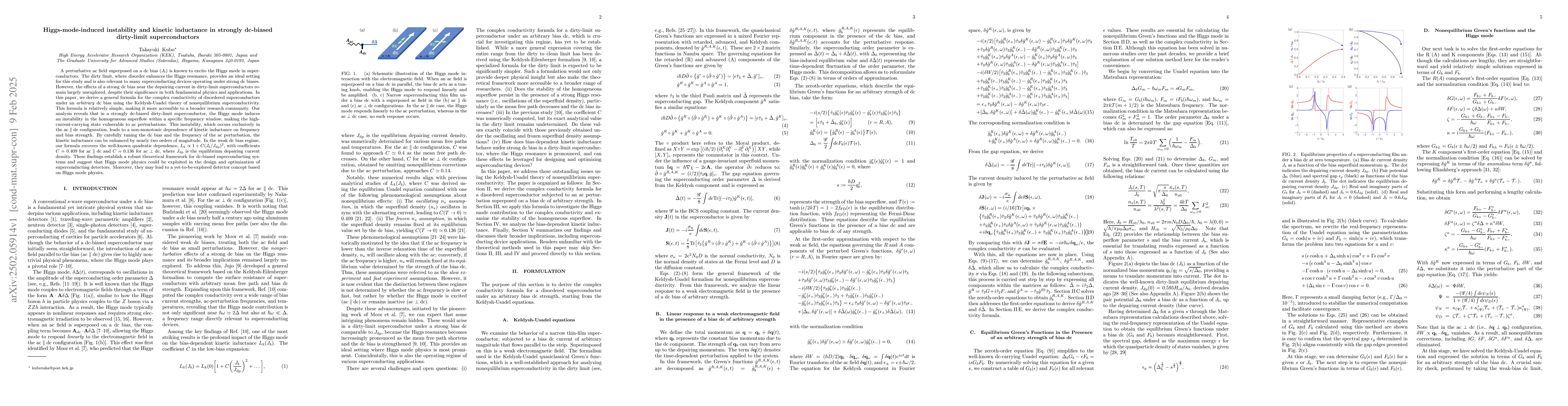 Thumbnail for Higgs-mode-induced instability and kinetic inductance in strongly
  dc-biased dirty-limit superconductors
