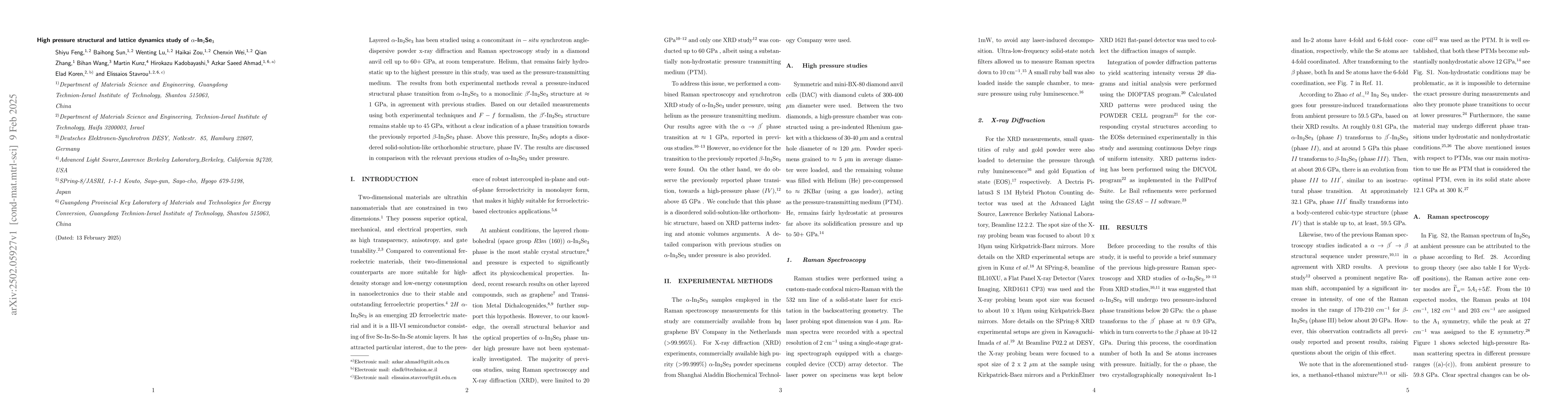 Thumbnail for High pressure structural and lattice dynamics study of
  α-In$_2$Se$_3$