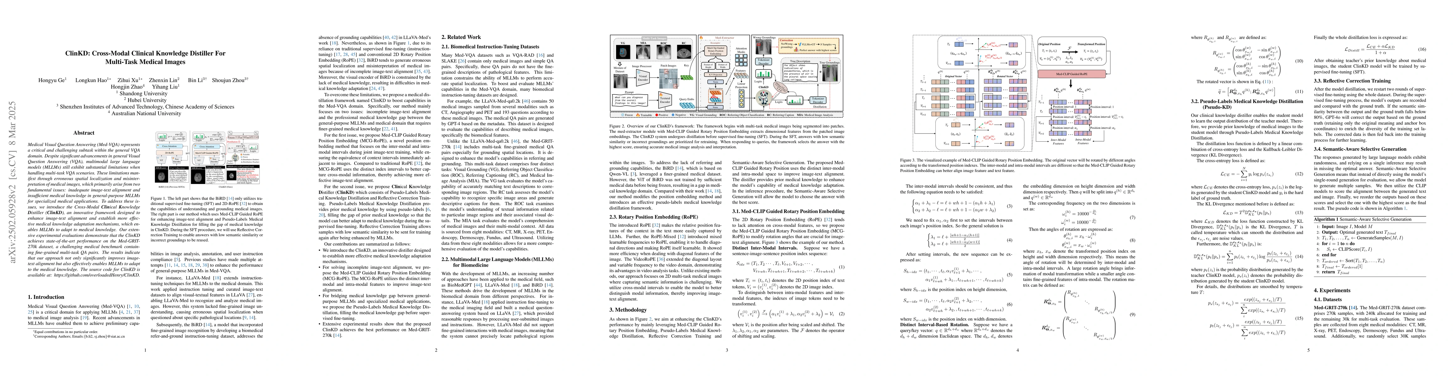 Thumbnail for ClinKD: Cross-Modal Clinic Knowledge Distiller For Multi-Task Medical
  Images