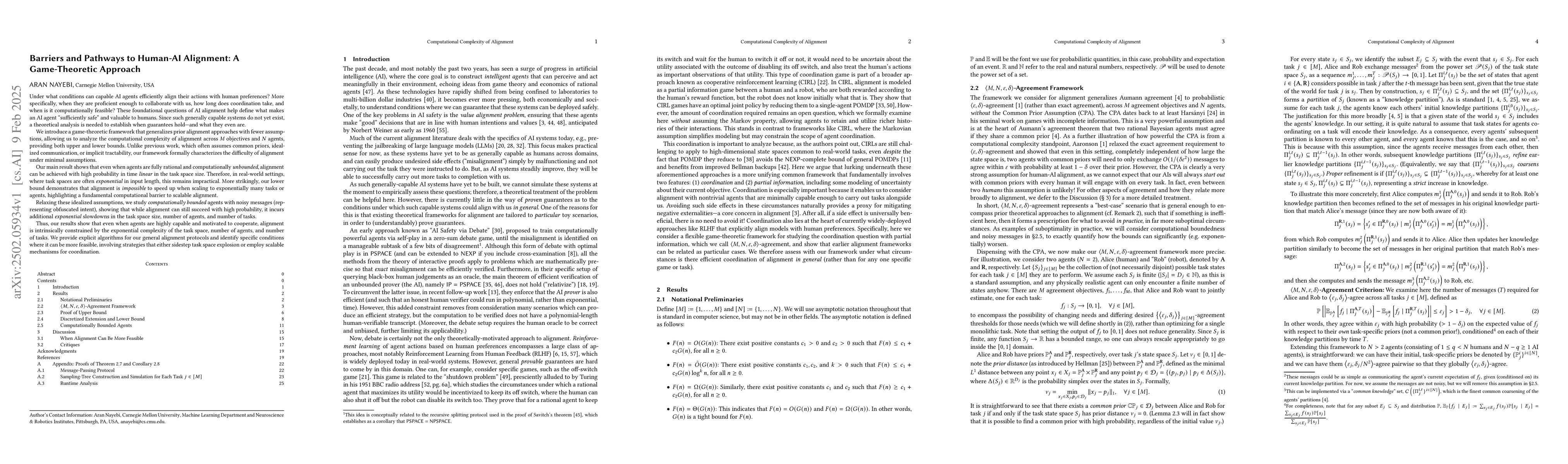 Thumbnail for Barriers and Pathways to Human-AI Alignment: A Game-Theoretic Approach