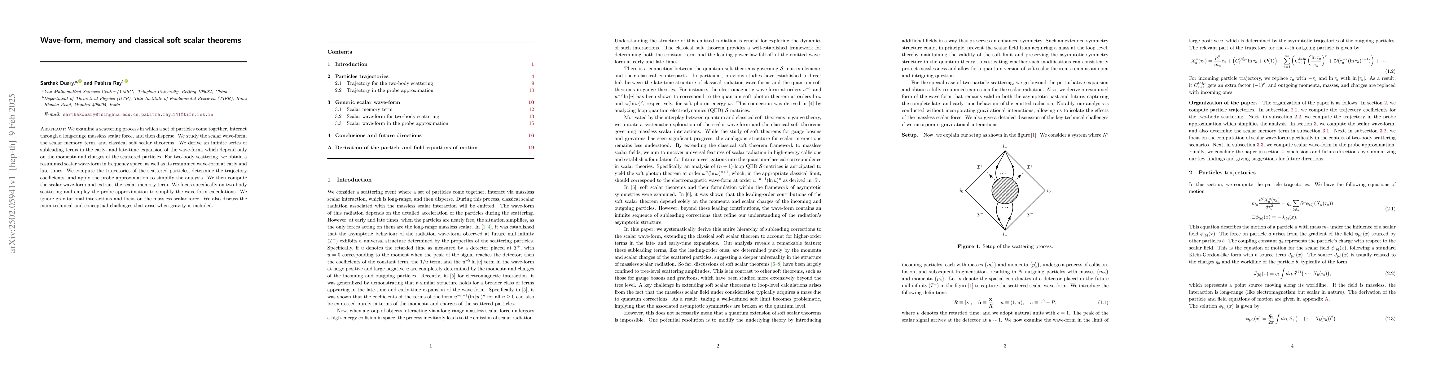 Thumbnail for Wave-form, memory and classical soft scalar theorems