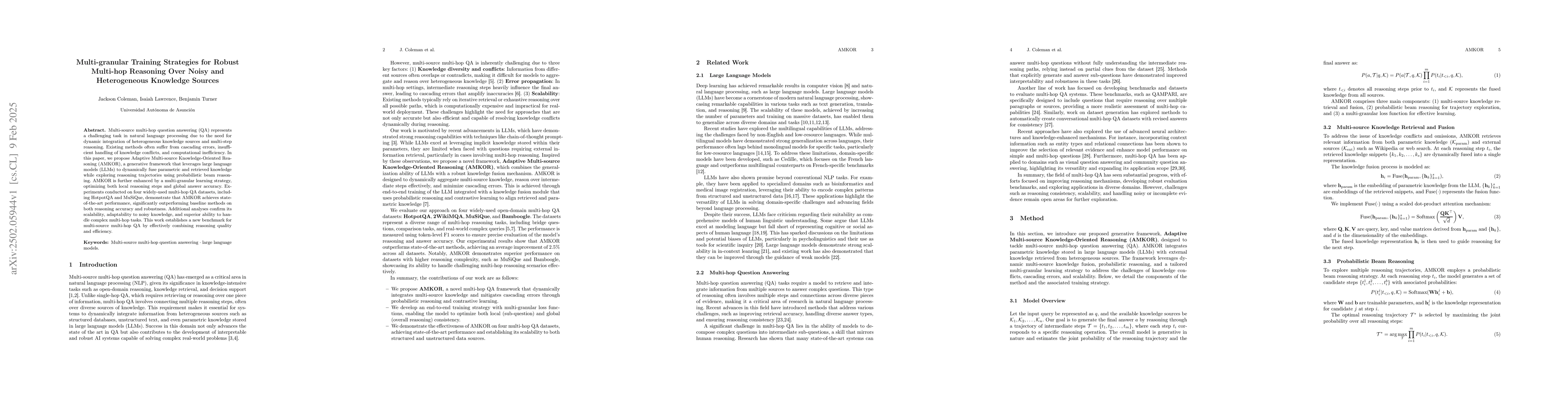 Thumbnail for Multi-granular Training Strategies for Robust Multi-hop Reasoning Over
  Noisy and Heterogeneous Knowledge Sources
