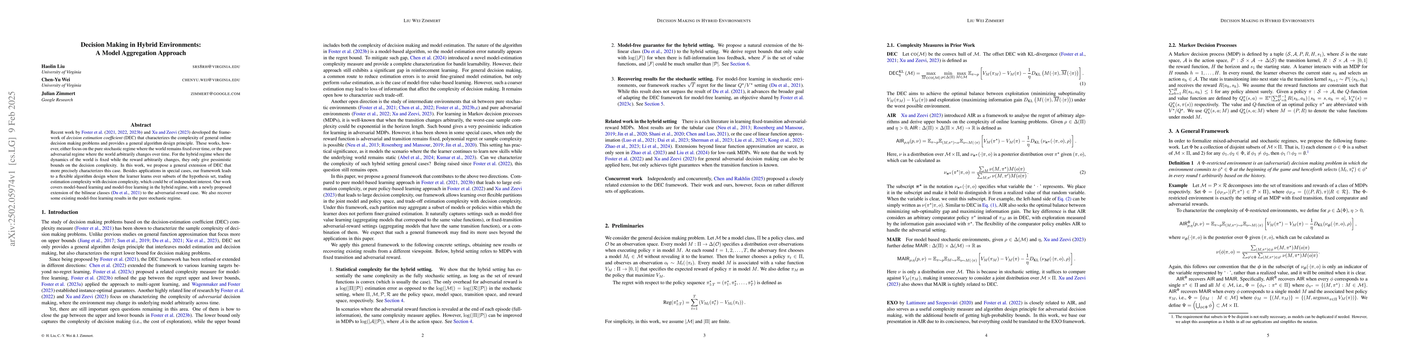 Thumbnail for Decision Making in Hybrid Environments: A Model Aggregation Approach