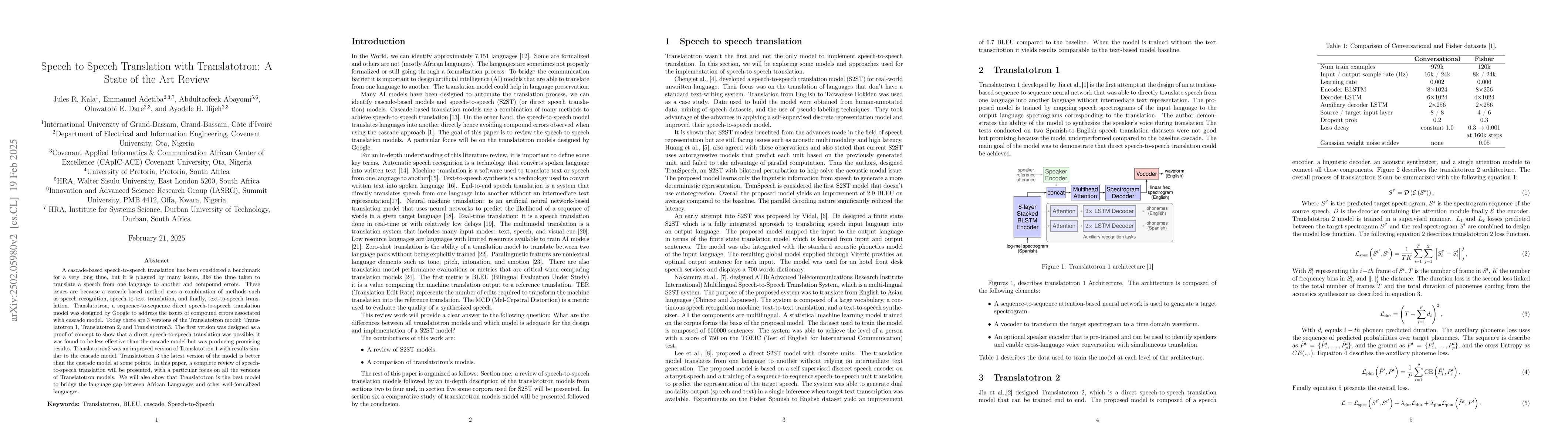 Thumbnail for Speech to Speech Translation with Translatotron: A State of the Art
  Review