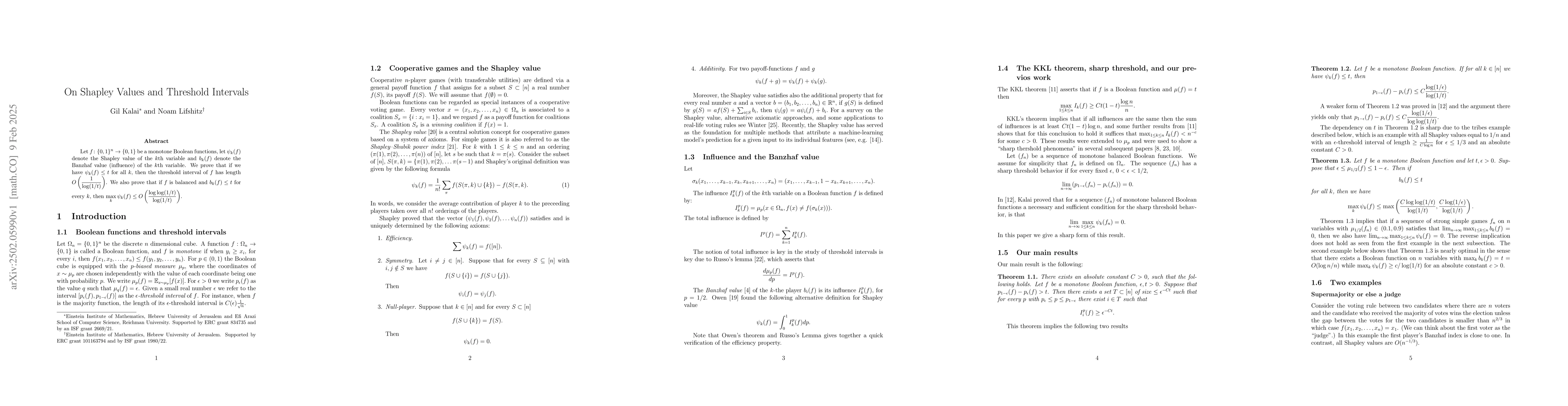 Thumbnail for On Shapley Values and Threshold Intervals