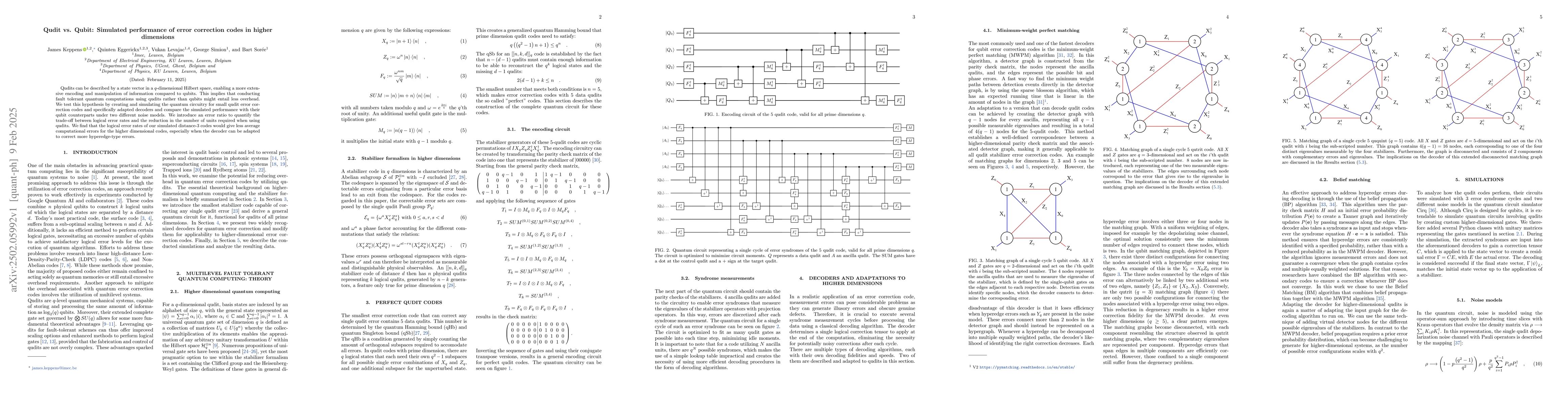 Thumbnail for Qudit vs. Qubit: Simulated performance of error correction codes in
  higher dimensions