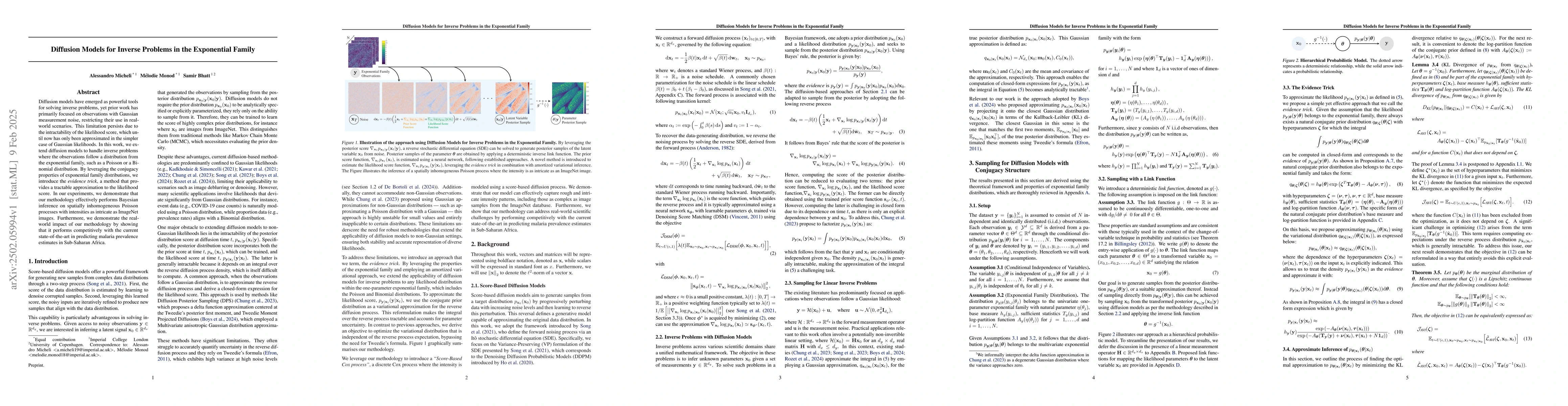 Thumbnail for Diffusion Models for Inverse Problems in the Exponential Family