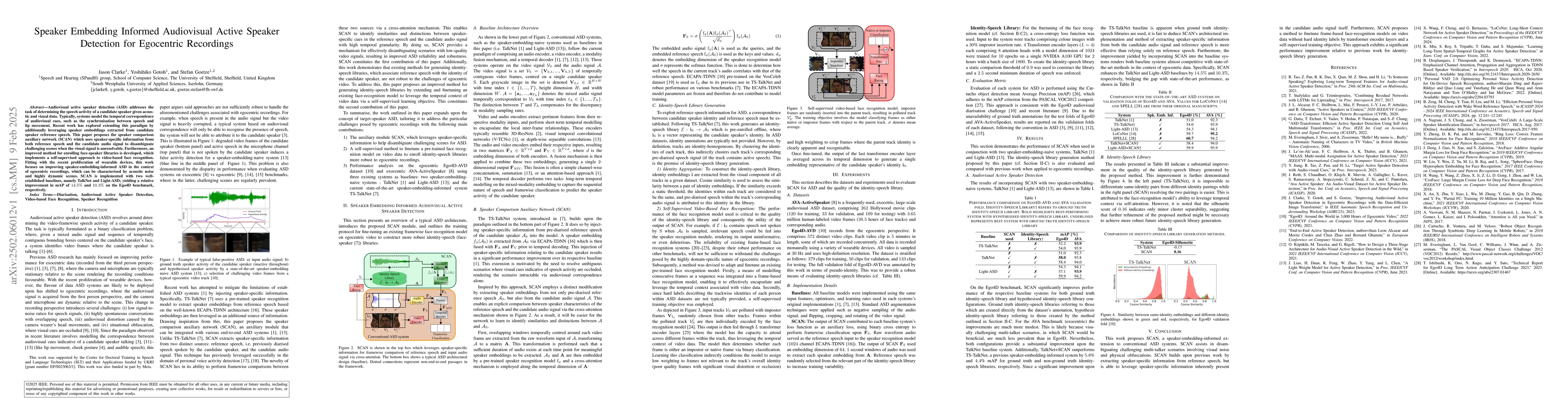 Thumbnail for Speaker Embedding Informed Audiovisual Active Speaker Detection for
  Egocentric Recordings