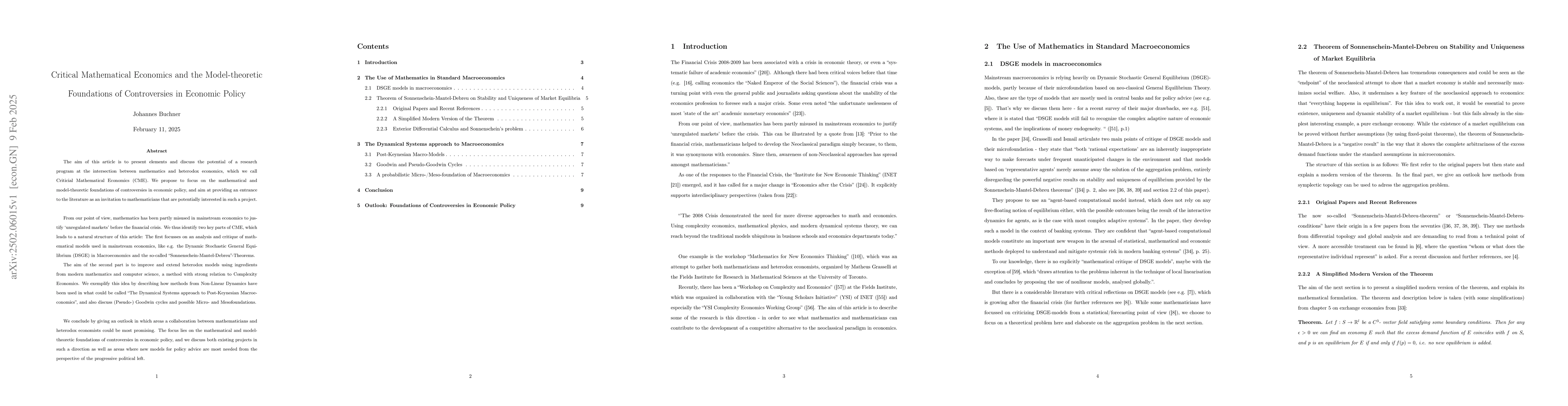 Thumbnail for Critical Mathematical Economics and the Model-theoretic Foundations of
  Controversies in Economic Policy