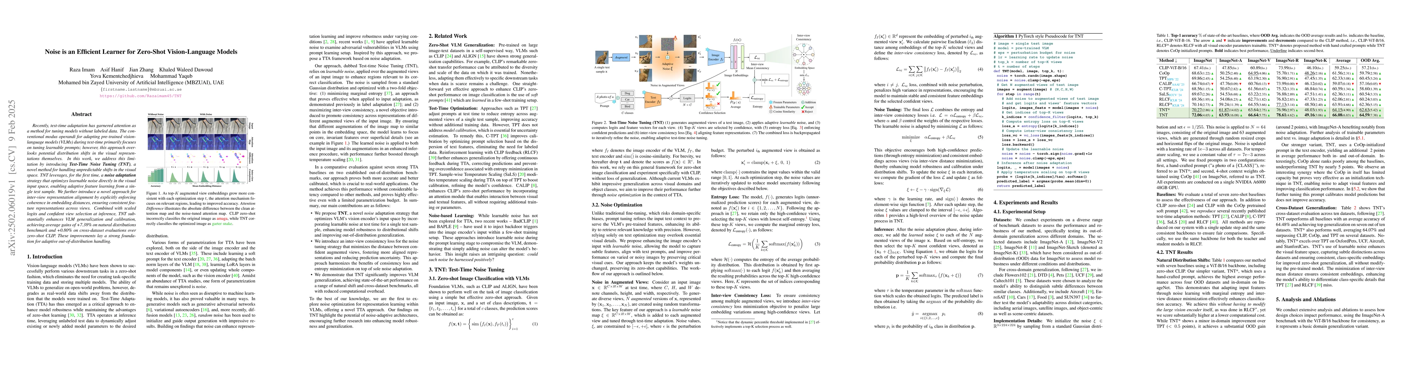 Thumbnail for Noise is an Efficient Learner for Zero-Shot Vision-Language Models