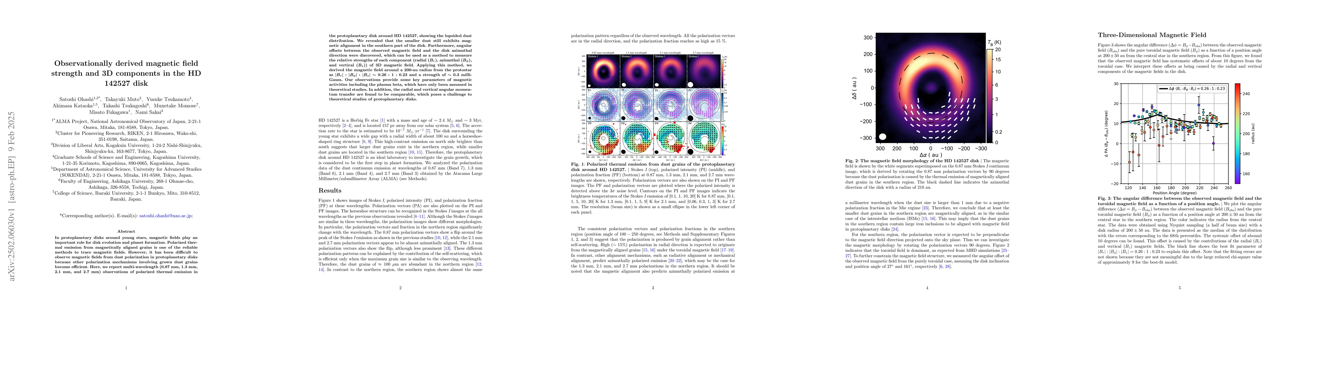 Thumbnail for Observationally derived magnetic field strength and 3D components in the
  HD 142527 disk