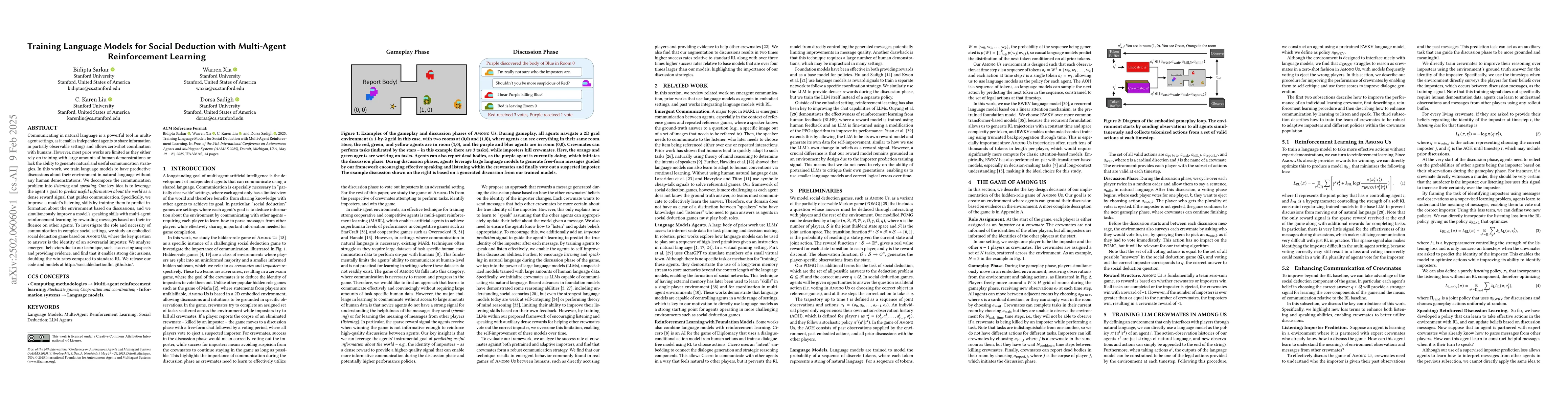 Thumbnail for Training Language Models for Social Deduction with Multi-Agent
  Reinforcement Learning