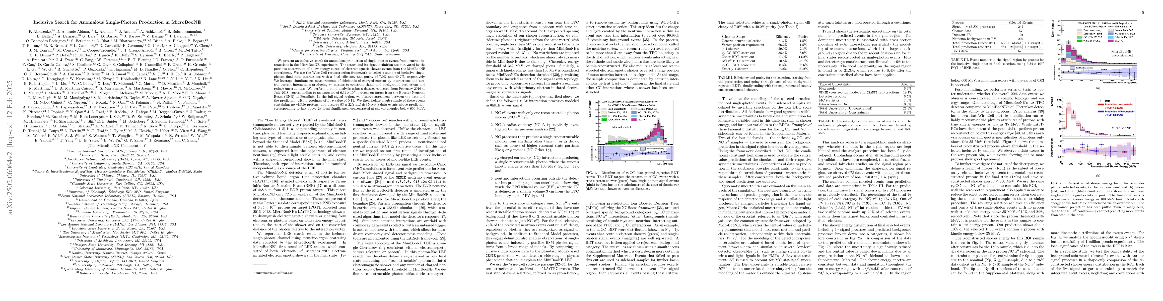 Thumbnail for Inclusive Search for Anomalous Single-Photon Production in MicroBooNE