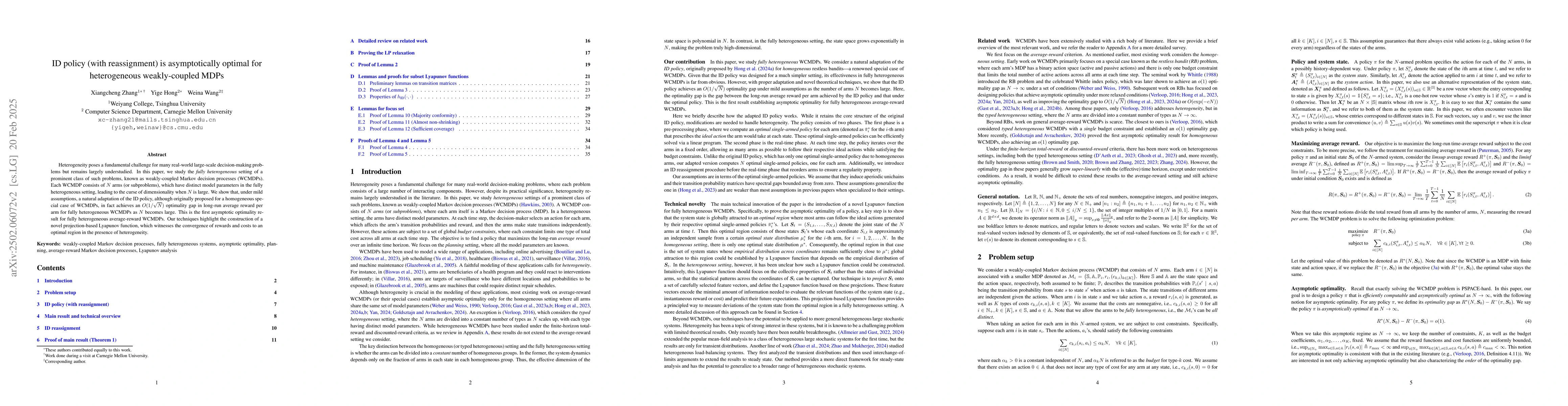 Thumbnail for ID policy (with reassignment) is asymptotically optimal for
  heterogeneous weakly-coupled MDPs