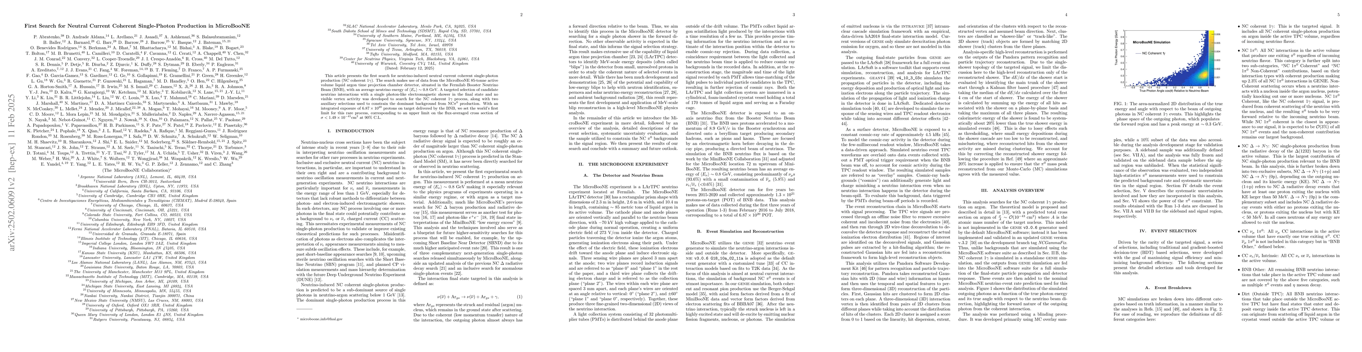 Thumbnail for First Search for Neutral Current Coherent Single-Photon Production in
  MicroBooNE