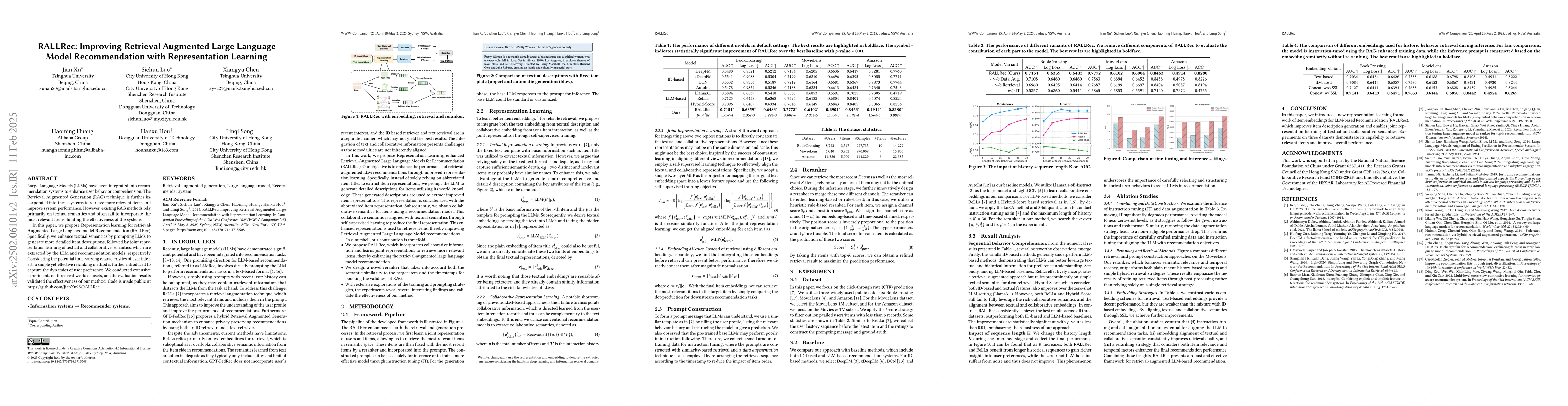 Thumbnail for RALLRec: Improving Retrieval Augmented Large Language Model
  Recommendation with Representation Learning