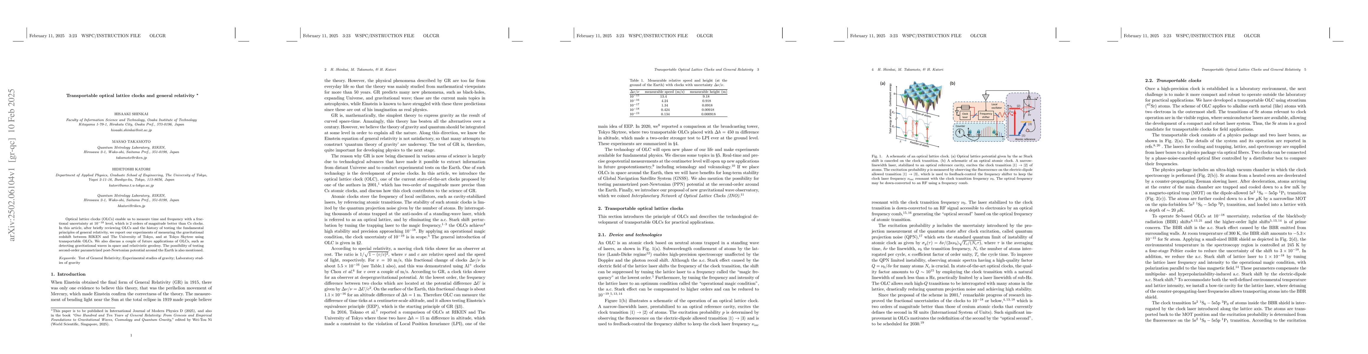 Thumbnail for Transportable Optical Lattice Clocks and General Relativity