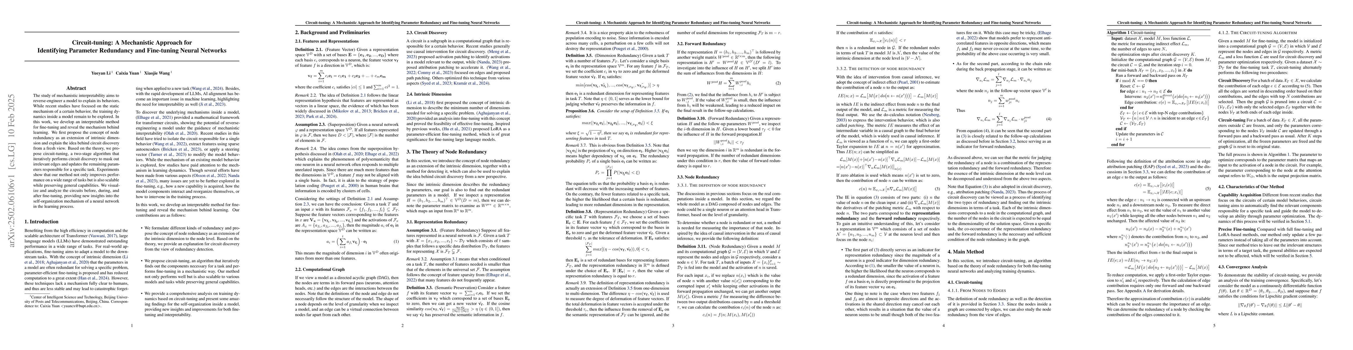 Thumbnail for Circuit-tuning: A Mechanistic Approach for Identifying Parameter
  Redundancy and Fine-tuning Neural Networks