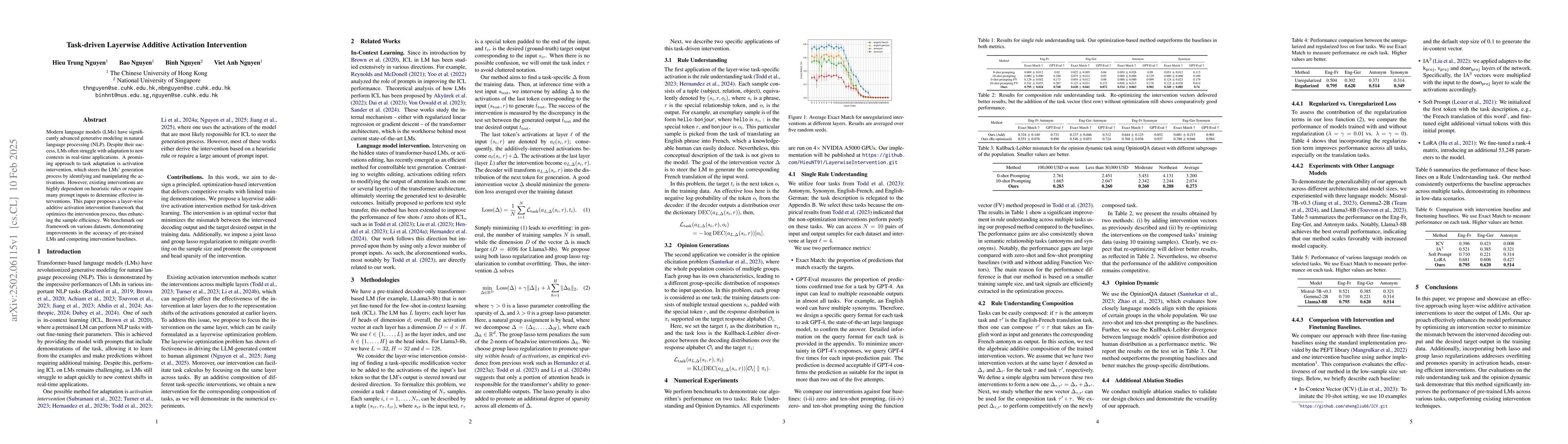 Thumbnail for Task-driven Layerwise Additive Activation Intervention