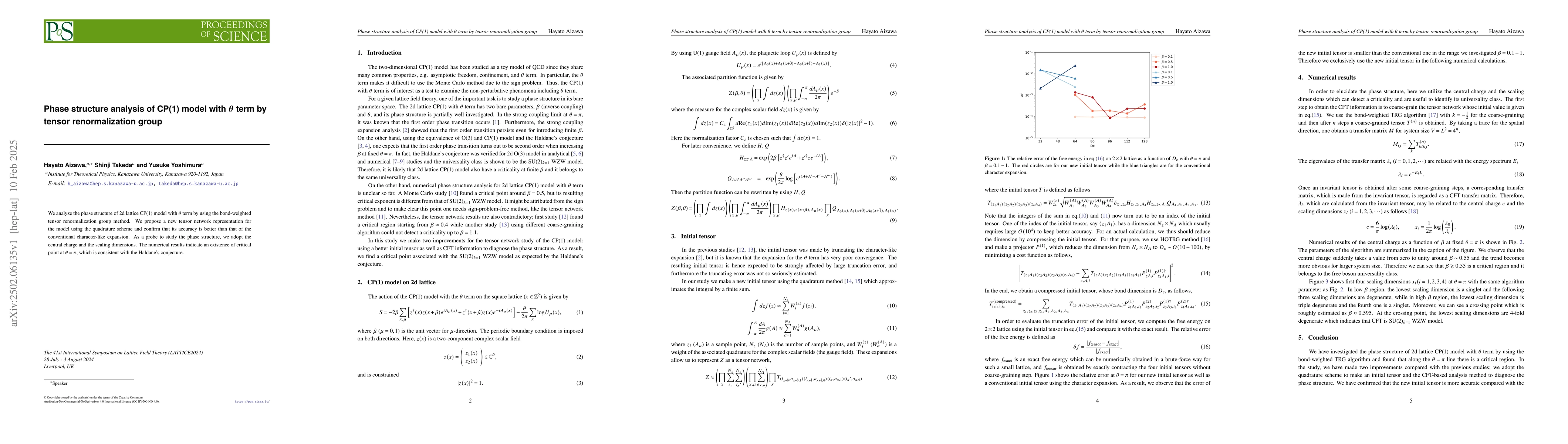Thumbnail for Phase structure analysis of CP(1) model with $θ$ term by tensor
  renormalization group
