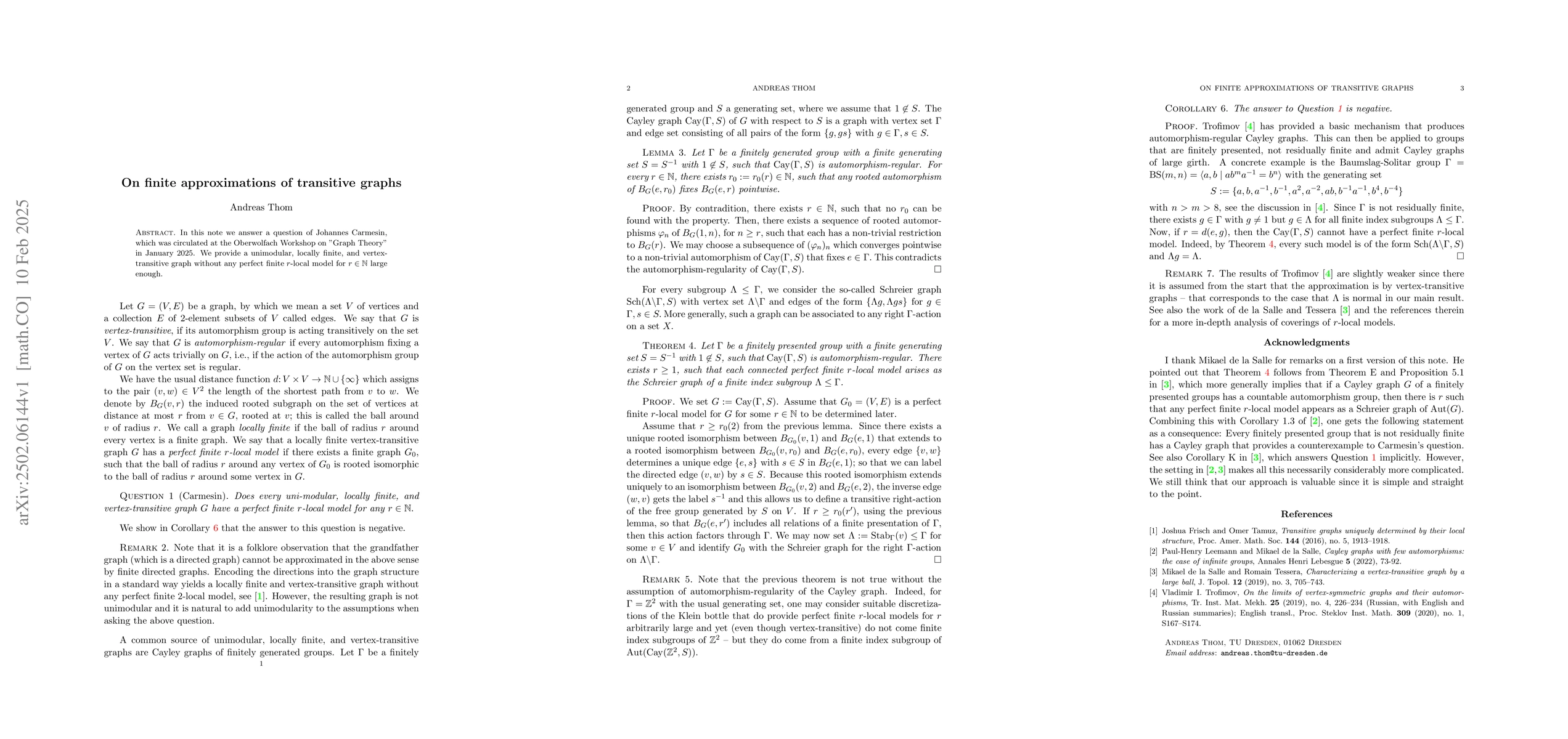 Thumbnail for On finite approximations of transitive graphs