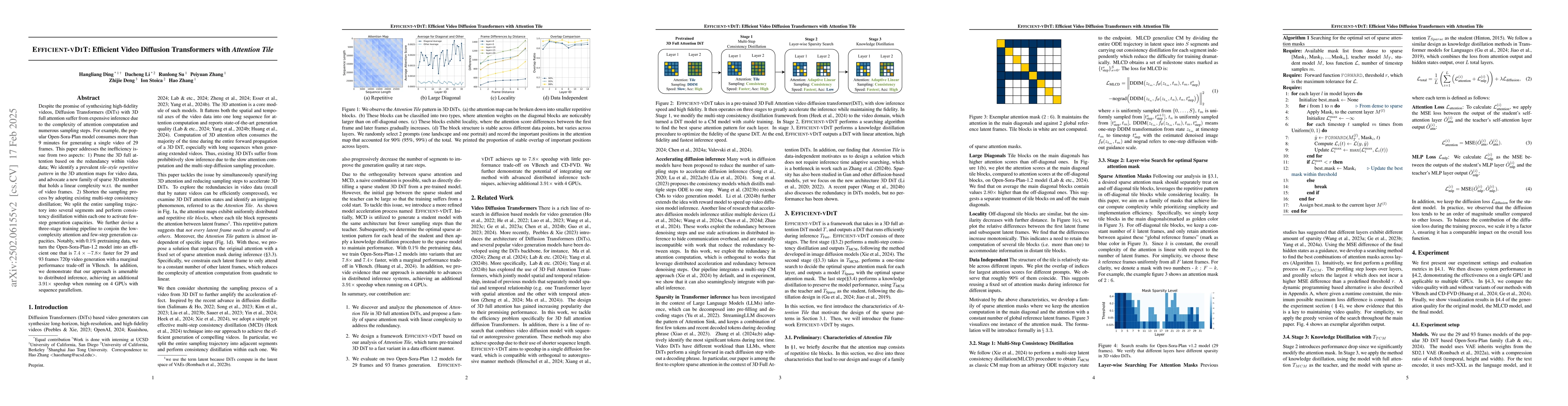 Thumbnail for Efficient-vDiT: Efficient Video Diffusion Transformers With Attention
  Tile
