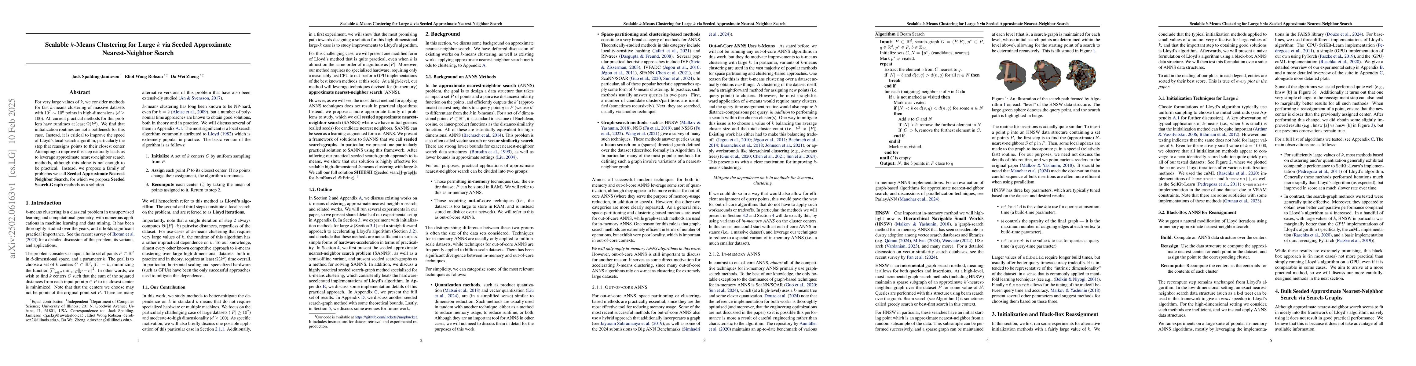 Thumbnail for Scalable k-Means Clustering for Large k via Seeded Approximate
  Nearest-Neighbor Search