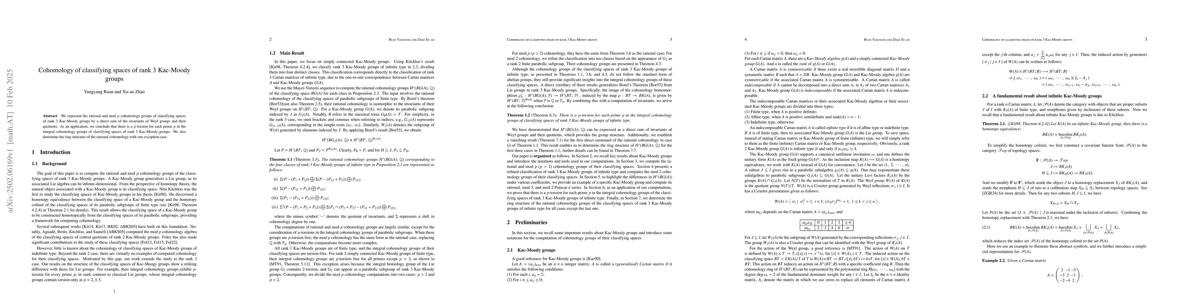 Thumbnail for Cohomology of classifying spaces of rank 3 Kac-Moody groups