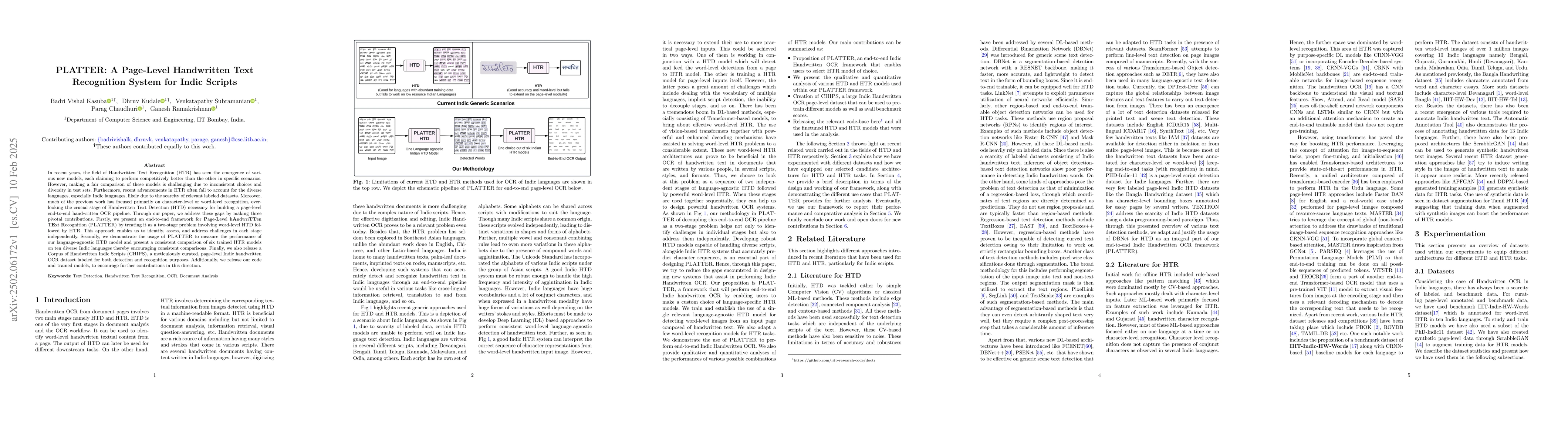 Thumbnail for PLATTER: A Page-Level Handwritten Text Recognition System for Indic
  Scripts
