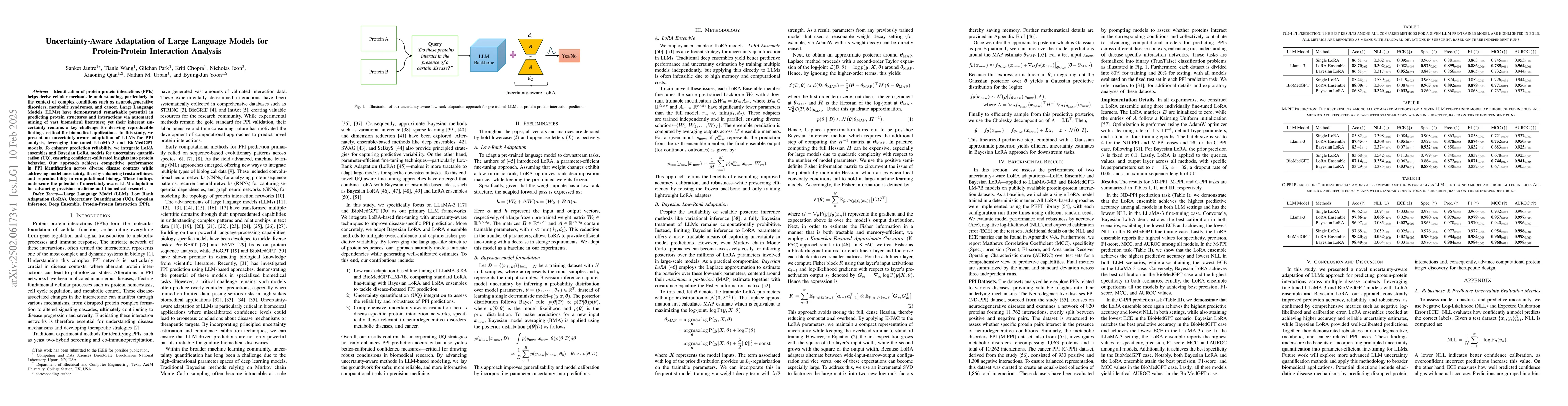 Thumbnail for Uncertainty-Aware Adaptation of Large Language Models for
  Protein-Protein Interaction Analysis