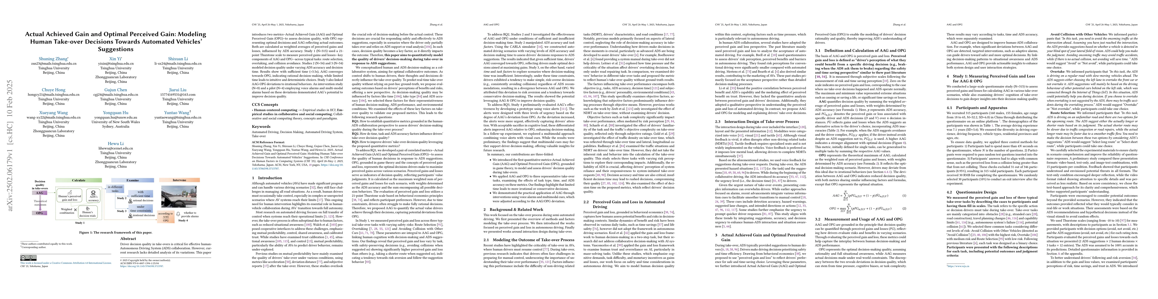 Thumbnail for Actual Achieved Gain and Optimal Perceived Gain: Modeling Human
  Take-over Decisions Towards Automated Vehicles' Suggestions
