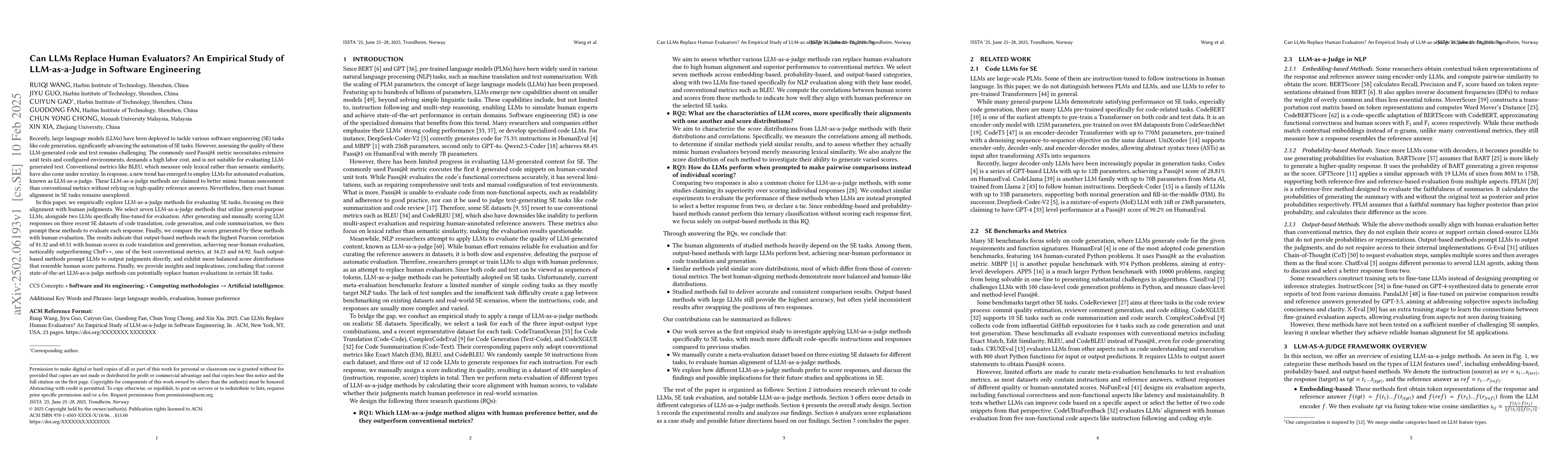 Thumbnail for Can LLMs Replace Human Evaluators? An Empirical Study of LLM-as-a-Judge
  in Software Engineering