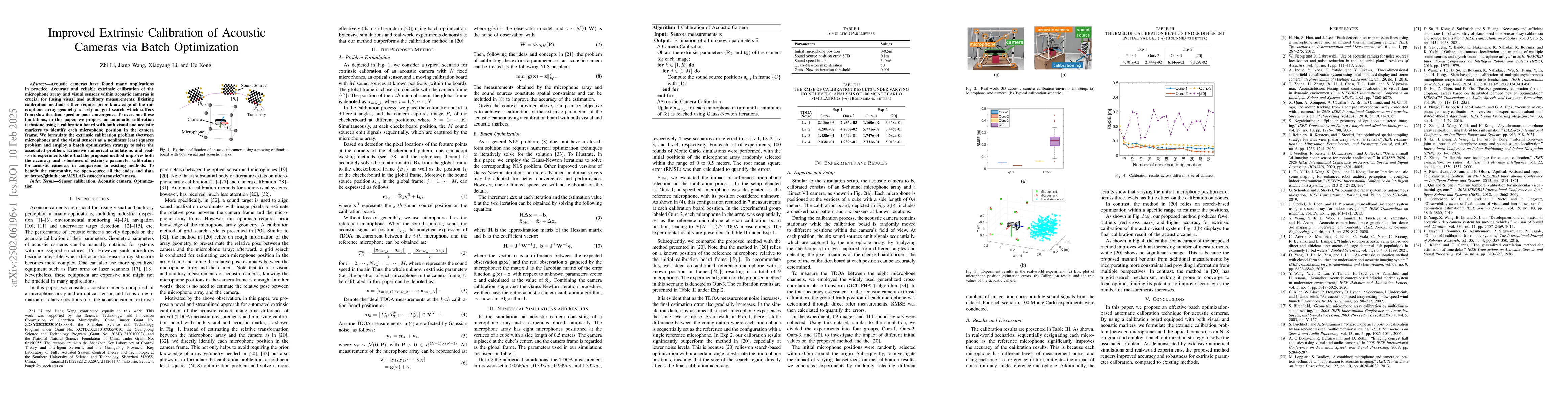 Thumbnail for Improved Extrinsic Calibration of Acoustic Cameras via Batch
  Optimization