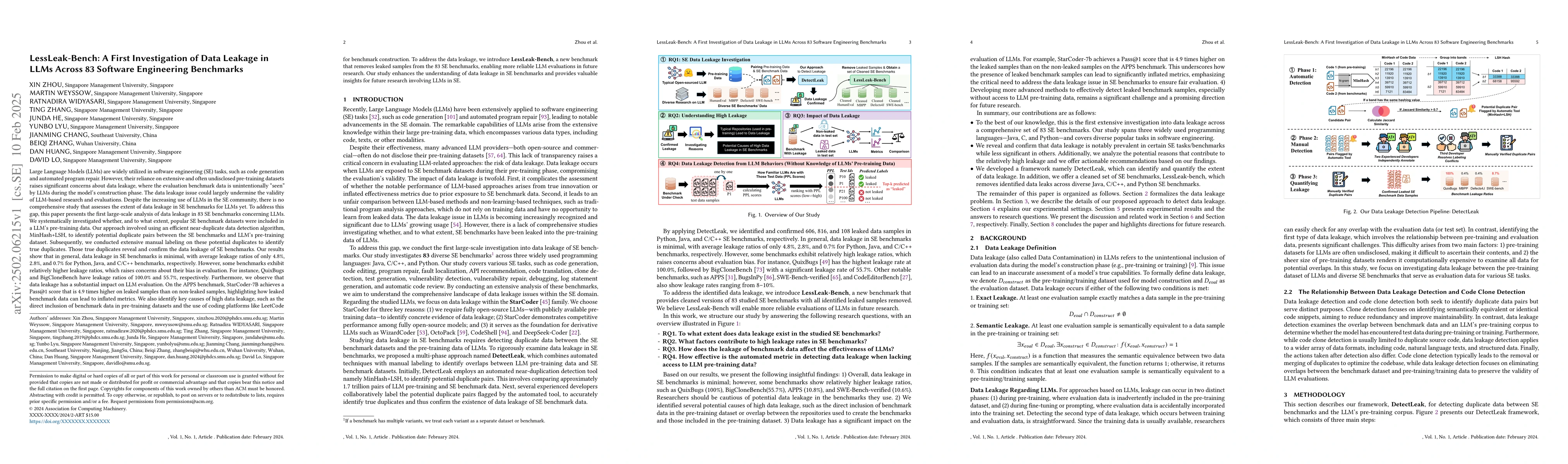 Thumbnail for LessLeak-Bench: A First Investigation of Data Leakage in LLMs Across 83
  Software Engineering Benchmarks