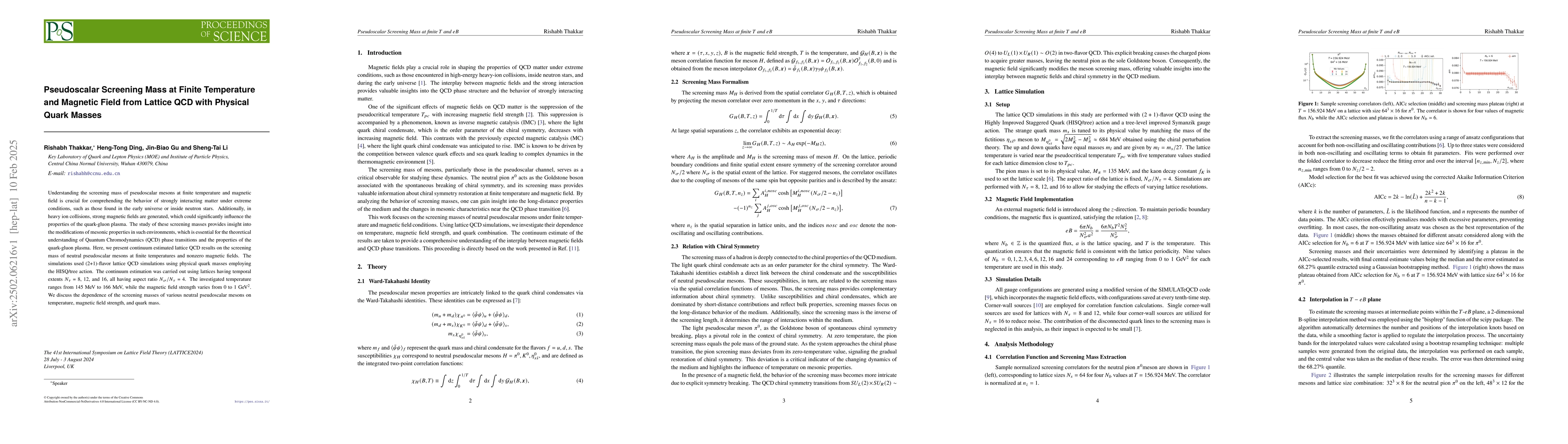 Thumbnail for Pseudoscalar Screening Mass at Finite Temperature and Magnetic Field
  from Lattice QCD with Physical Quark Masses