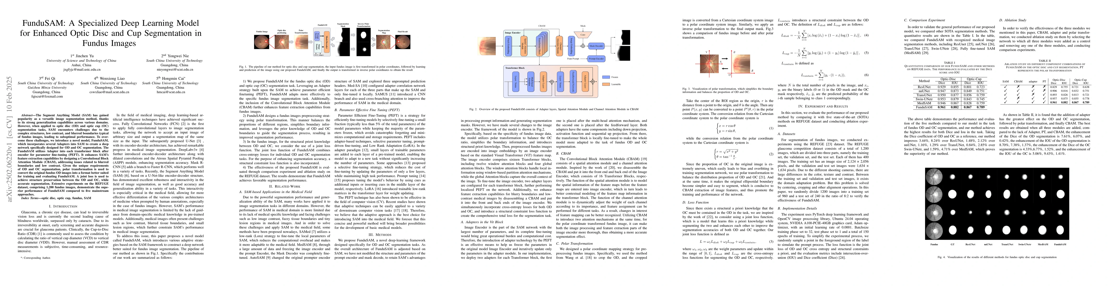 Thumbnail for FunduSAM: A Specialized Deep Learning Model for Enhanced Optic Disc and
  Cup Segmentation in Fundus Images