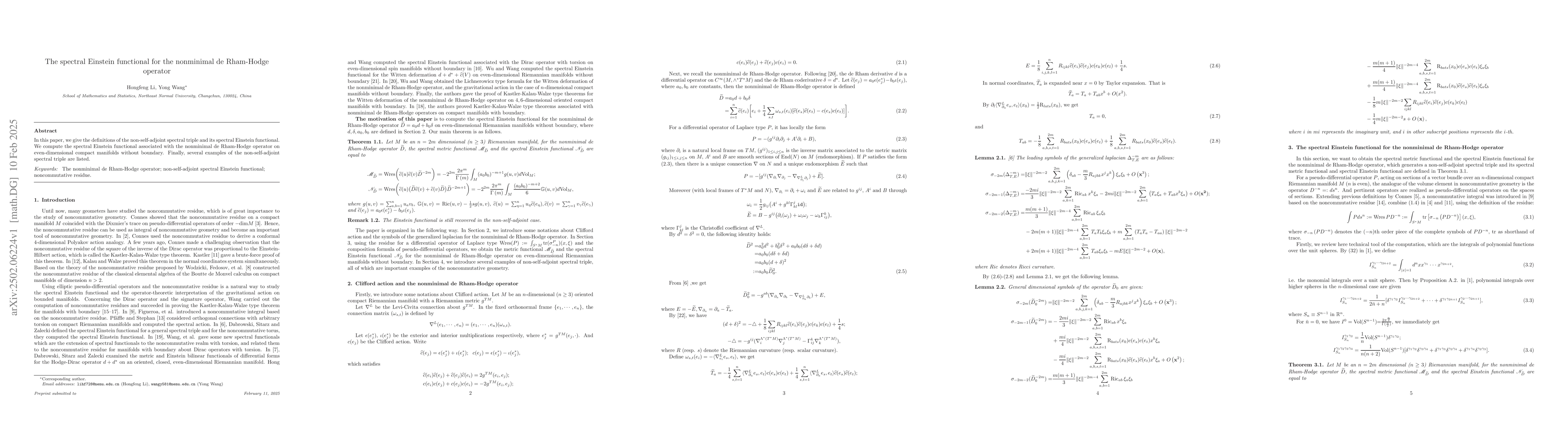 Thumbnail for The spectral Einstein functional for the nonminimal de Rham-Hodge
  operator
