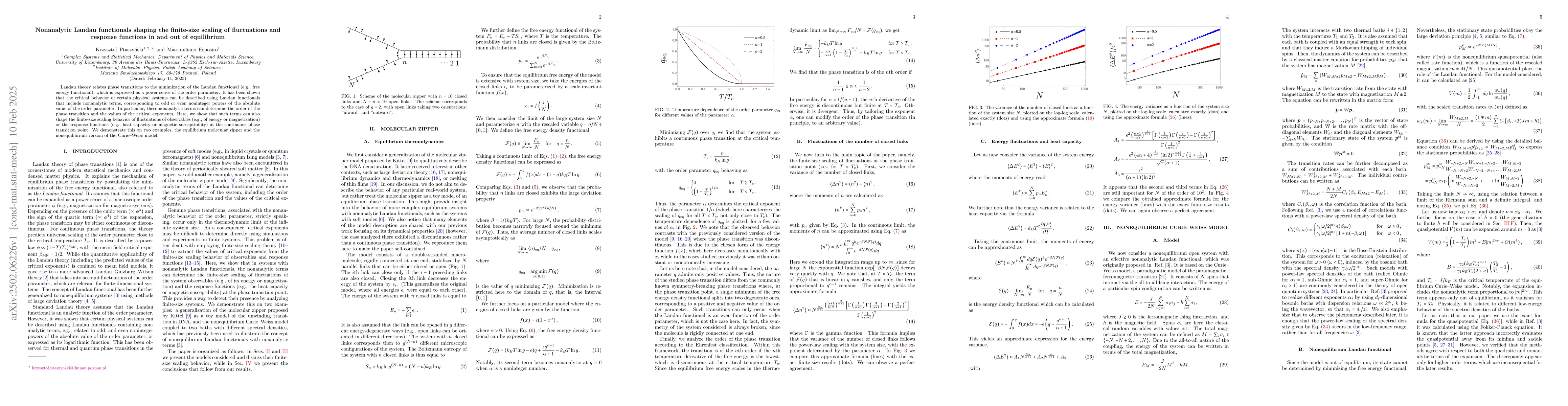 Thumbnail for Nonanalytic Landau functionals shaping the finite-size scaling of
  fluctuations and response functions in and out of equilibrium