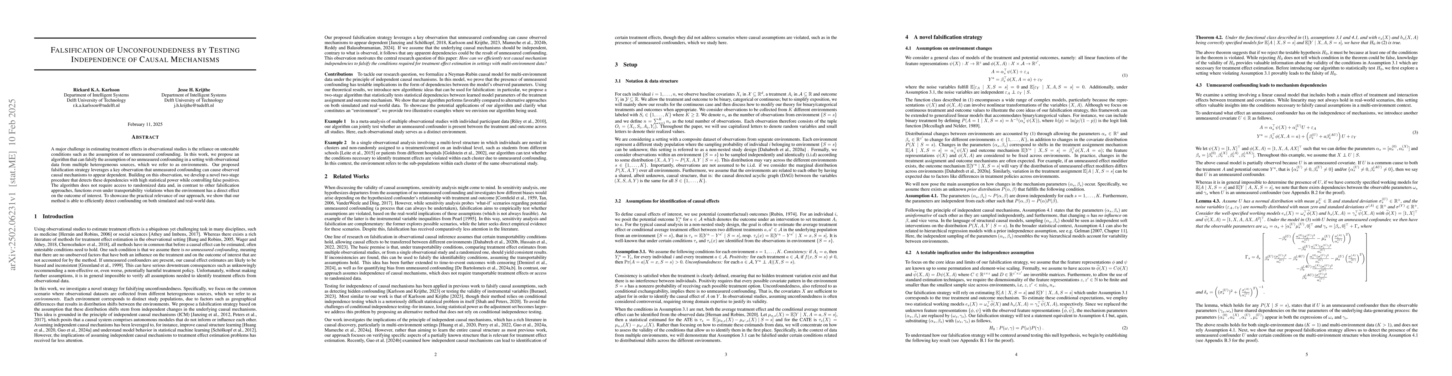 Thumbnail for Falsification of Unconfoundedness by Testing Independence of Causal
  Mechanisms