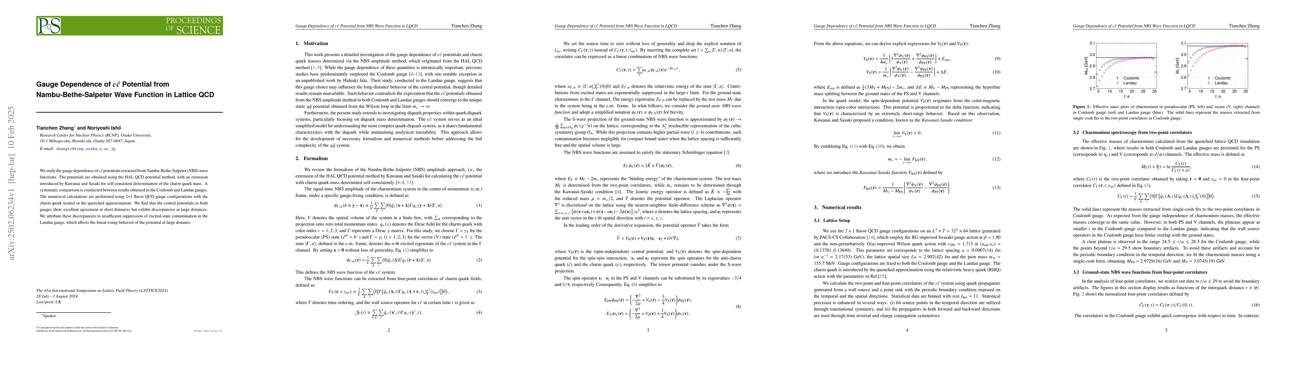Thumbnail for Gauge Dependence of ccbar Potential from Nambu-Bethe-Salpeter Wave
  Function in Lattice QCD