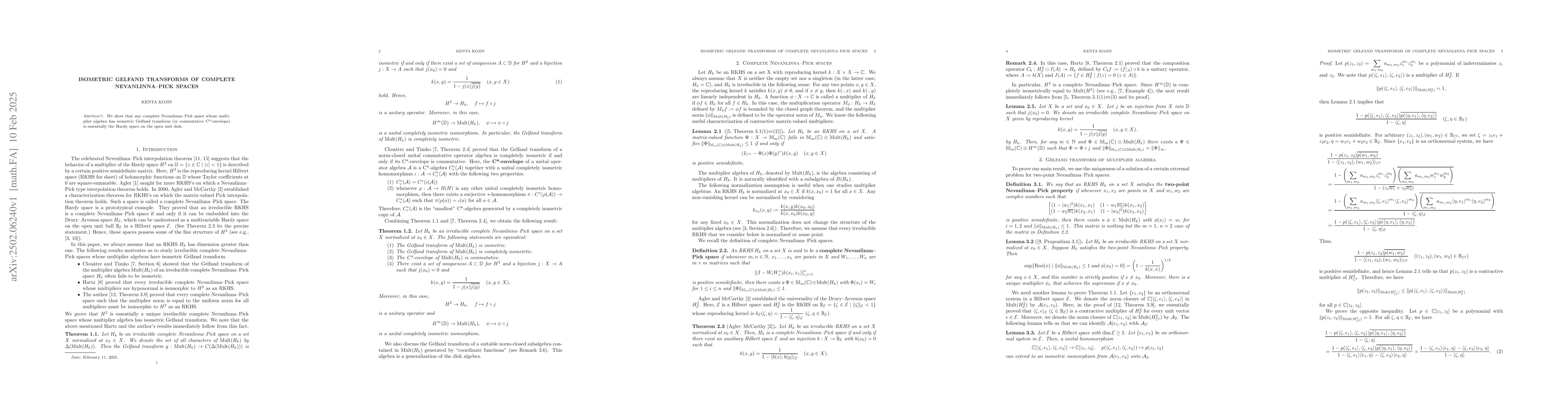 Thumbnail for Isometric Gelfand transforms of complete Nevanlinna-Pick spaces