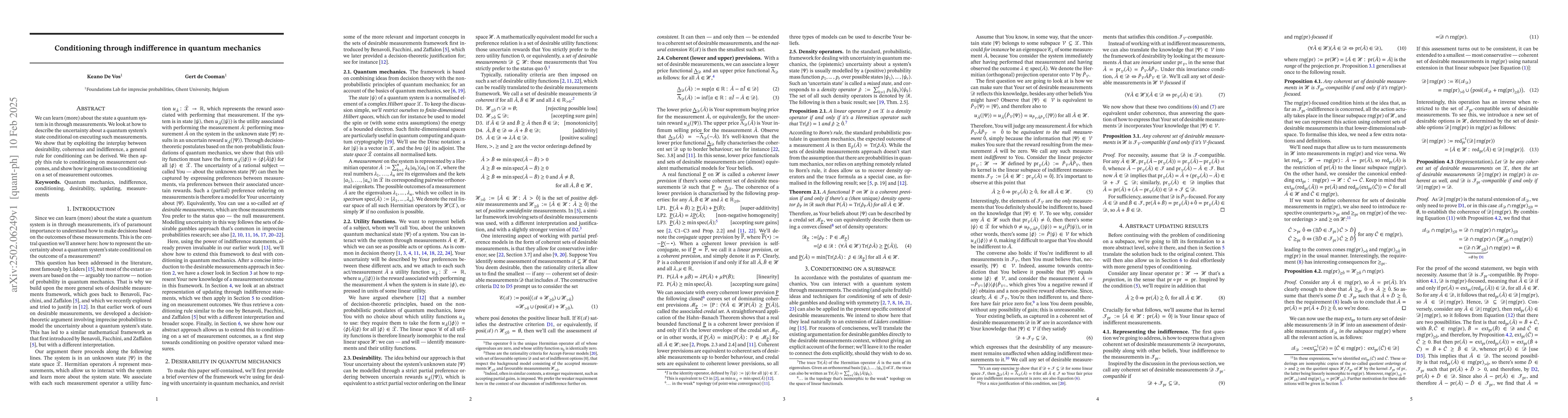 Thumbnail for Conditioning through indifference in quantum mechanics